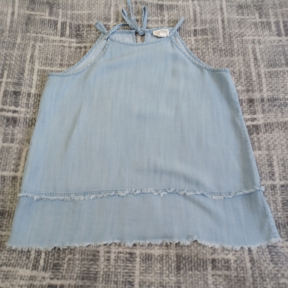 Loft Women's Outlet Tie Neck Denim Style Chambray Tank Top Sz M Lyocell - Picture 5 of 9